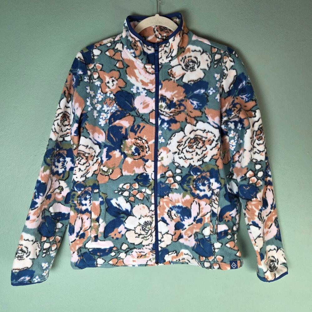 Vera Bradley Womens XS Floral Fleece Full Zip Jacket Cottagecore Casual Layering